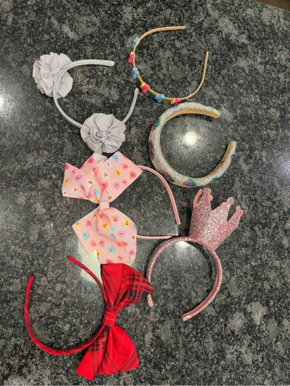 Girls Mixed Color Headband Set - Pink, Red, Silver, Multicolor